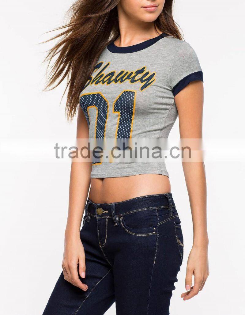 Fashion Women Summer Short Sleeve Tank Crop Tops Casual Vest Shirt Blouse For Wholesale 2017