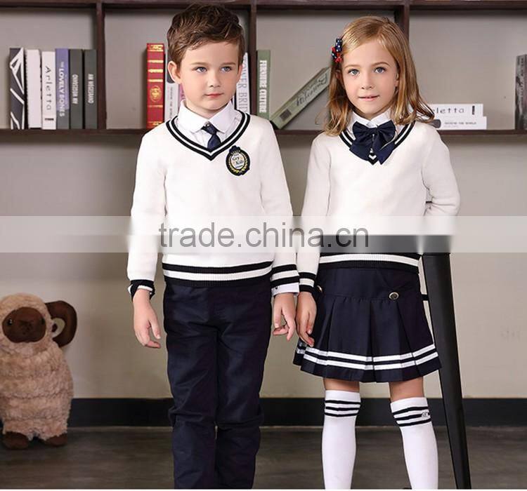 100% cotton knitted school uniform /sweater , best sweater designs for kids