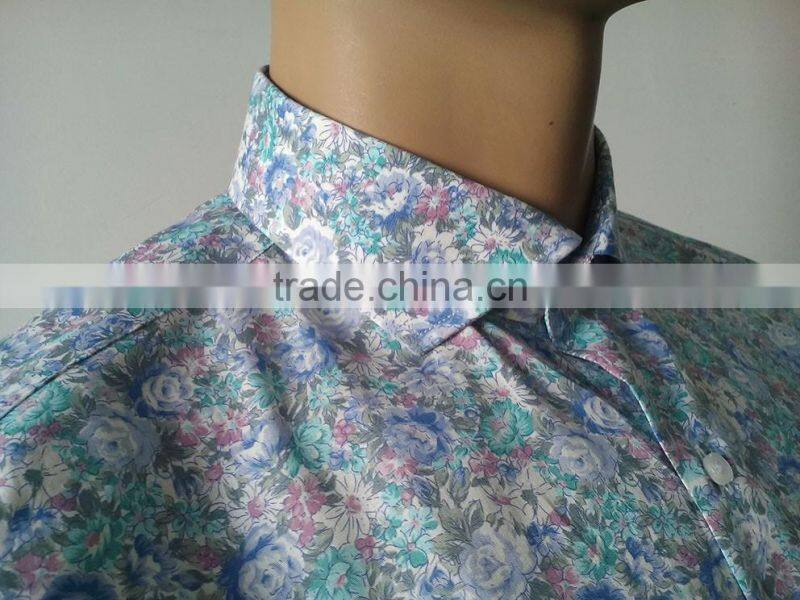 Light blue floral cut away collar mens dress shirt