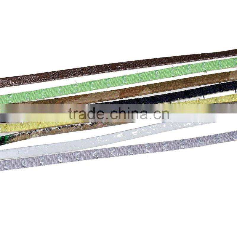 Light Purple Embroidered Leather Cord Flat Jewelry PU Rope