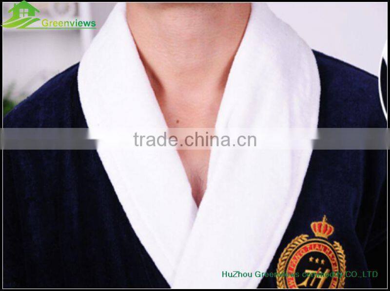 Cotton robes Boy shawl collar bathing robes Embroidered cotton quick drying bathrobe egyptian cotton bath robes