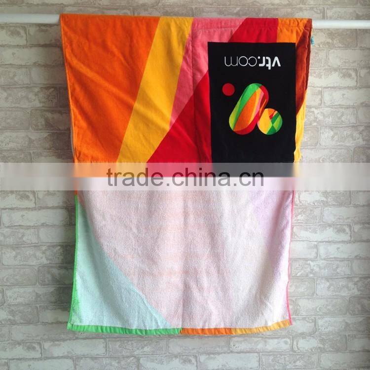 Folding beach towel bag 100% cotton custom