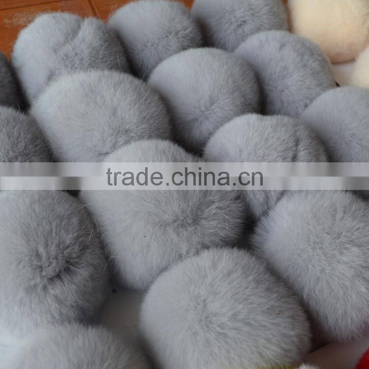 SJ748-01 2016 New Design Pom Pom Fur Balls Genuine 8cm Real Rabbit Colorful Fur Ball Pom