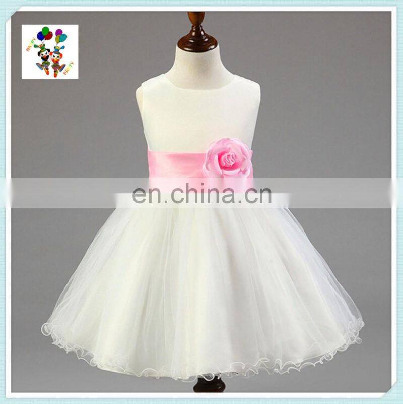 Hot Sale White Gown Tulle Flower Girl Kids Dresses HPC-3091