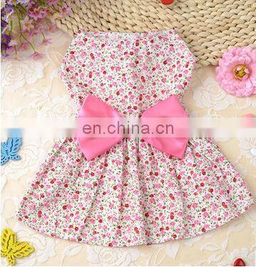 Fashion Beautiful Pink Blue Flower Bowknot Pet Puppy Apparel Small Dog Cat Clothes Wedding Dress Summer Dress S-XL