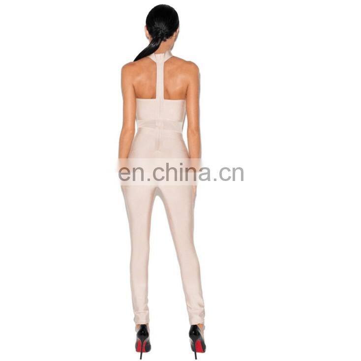 2016 Gauze sleeveless jumpsuit bare midriff jumpsuit backless jumpsuit