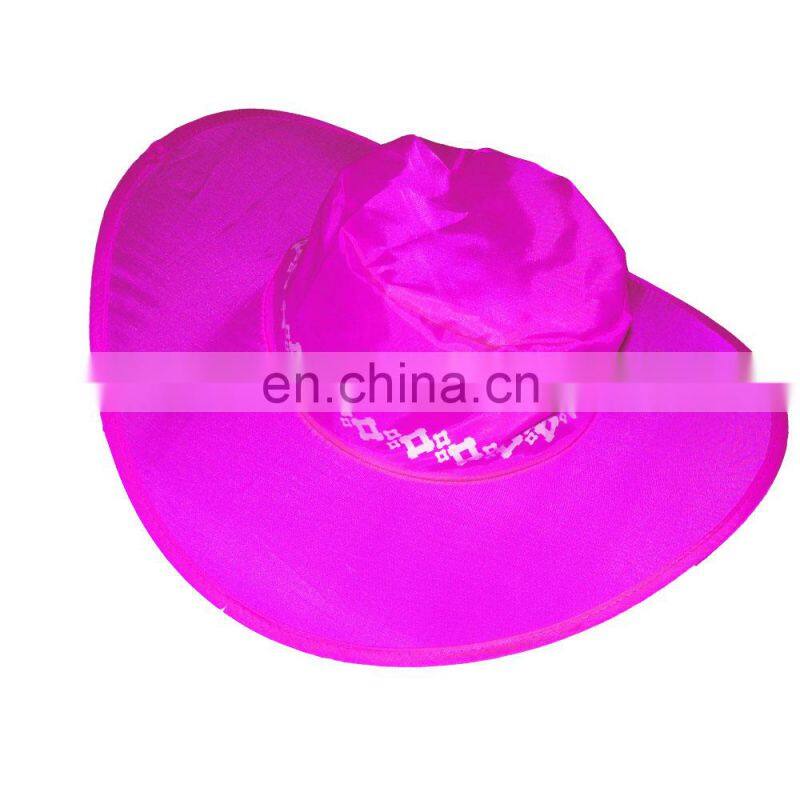 Cheap hot sale fashionable folding 190T polyester fabric ladies summer hat with pouch and printing logo for advertising