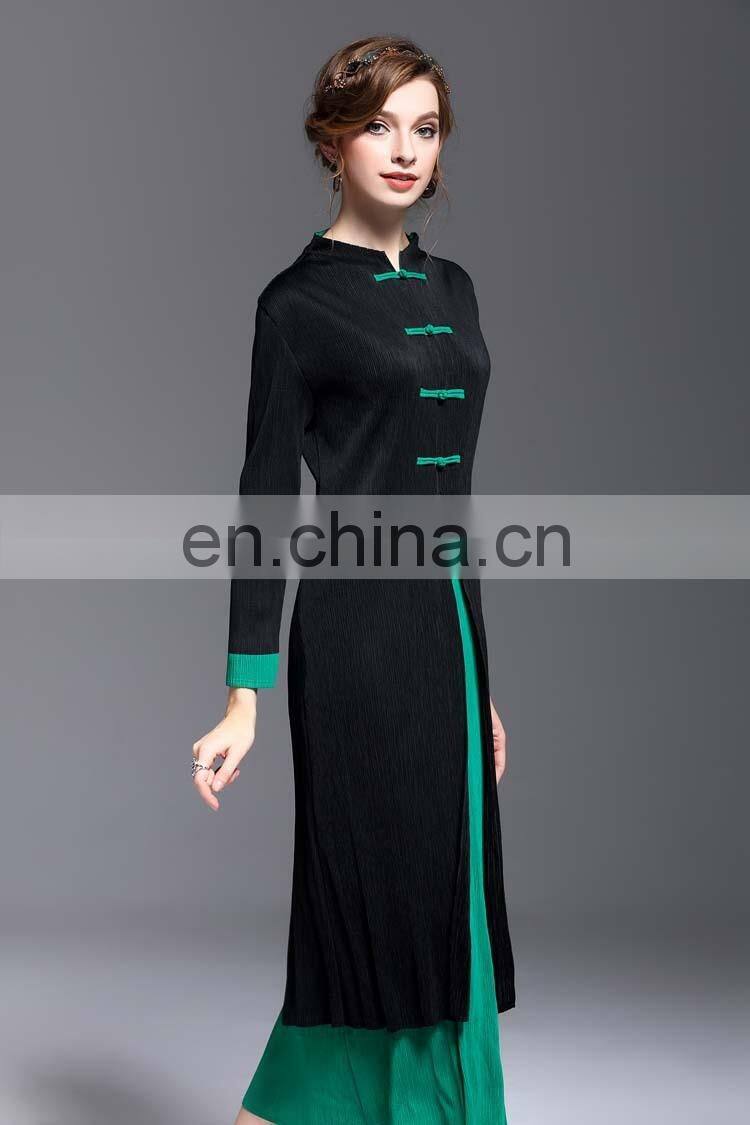 2017 casual style ladies two tone color blocked dress