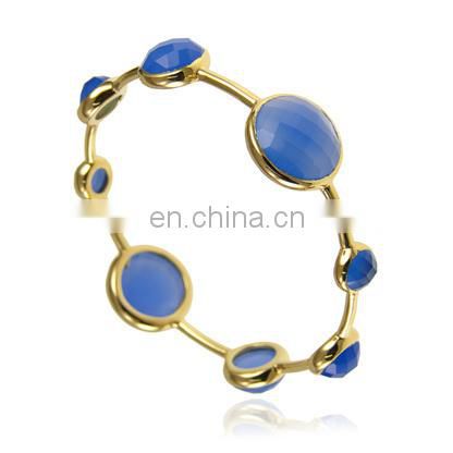 Aqua Chalcedony Adjustable Bracelet/gold plated Bangle, Gemstone jewelry bangel, fashion jewelry bangle