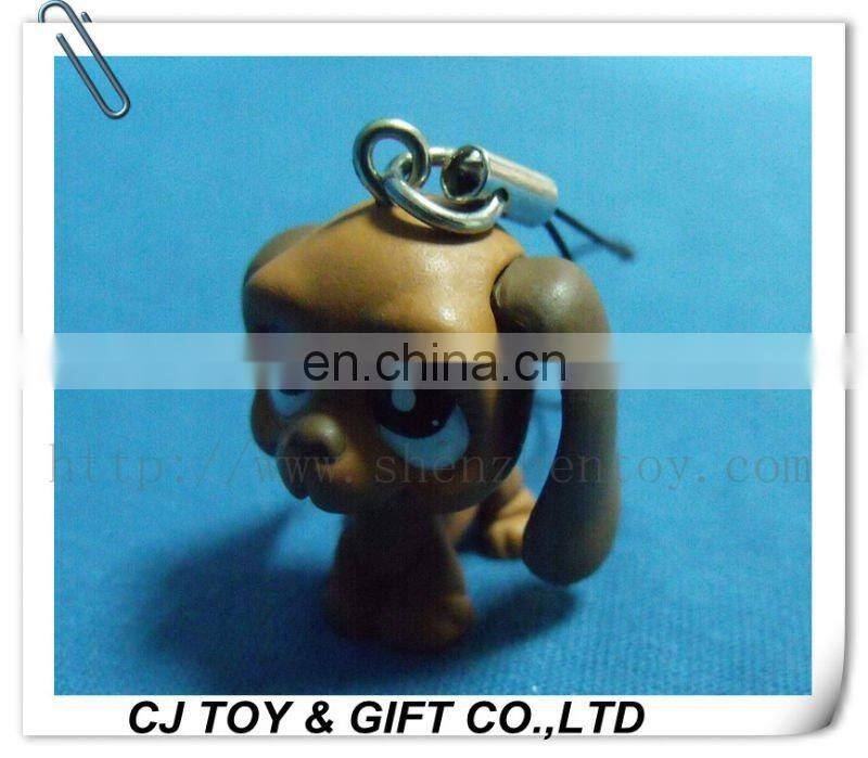 lovely dog plastic figure for keychian