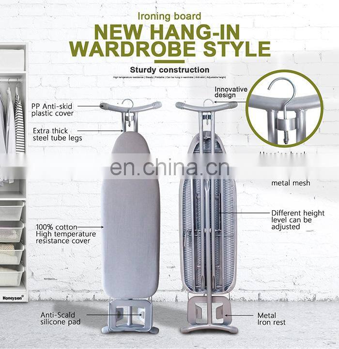 Honeyson new silver foldable wardrobe ironing board for hotel