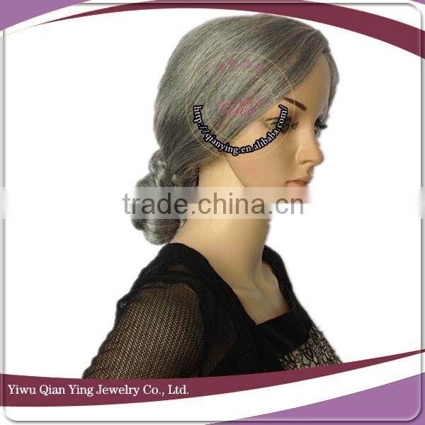 Hot Sale grey synthetic old women carnival party wigs