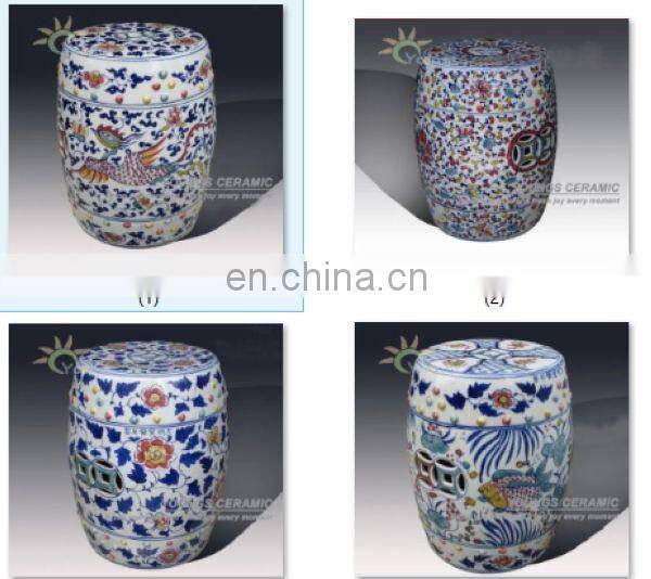 Antique chinese hand painted ceramic garden stool