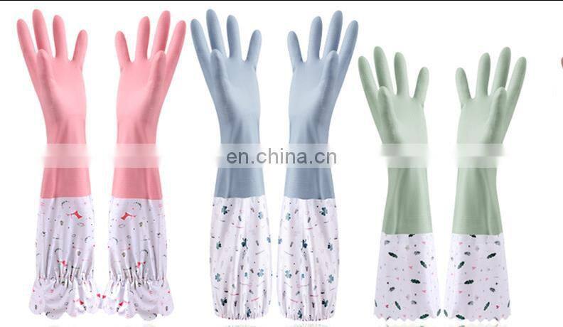Wholesale High Quality Woman Pink Long Cuff PVC Kitchen dishwashing Household Gloves