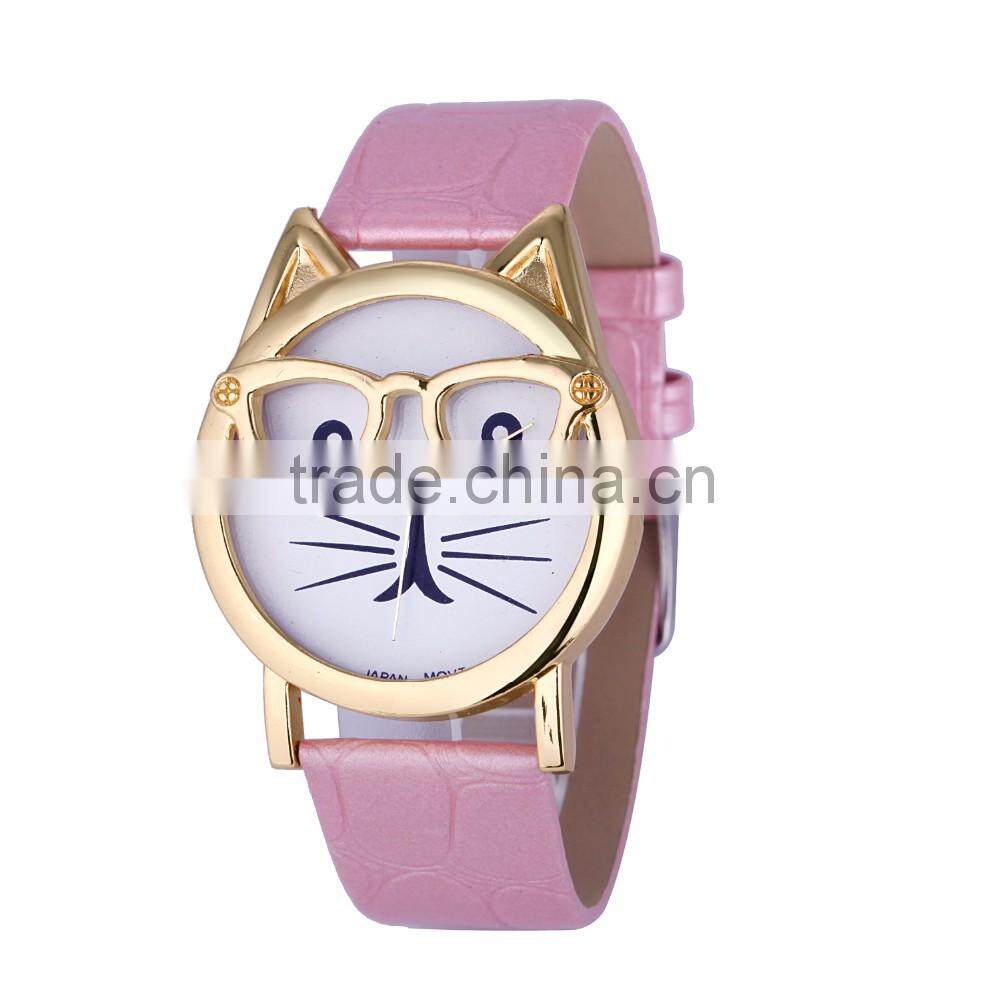 2016 Trendy face lady style cat watch