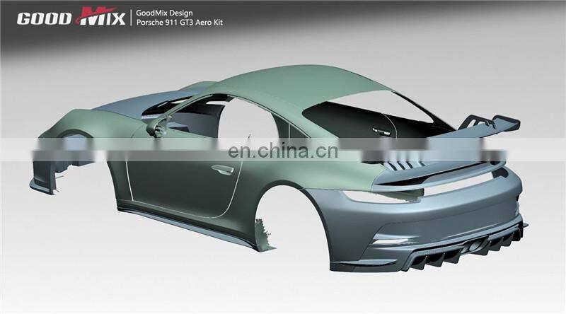 Runde GT3 For Porsche 992 Upgrade GT3 Body Kit Front Bumper Rear Bumper Hood Spoiler Exhaust Rear Engine Cover Side Skirts