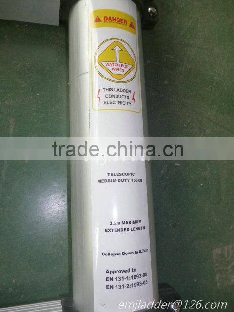 Telescopic ladder 3.8m(EN131/SGS,CE/EN131)(We also have 3.8m,3.2m,2.9m,2.6m,2.0m)