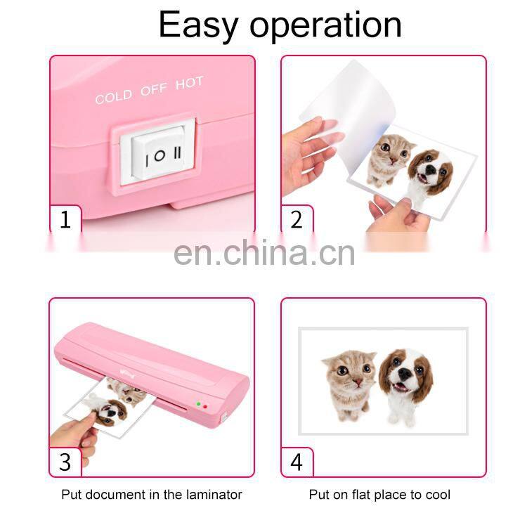 Good Quality ABS A3 A4 Photo Automatic Electric Plastic Hot Cold Pink Laminating Machine