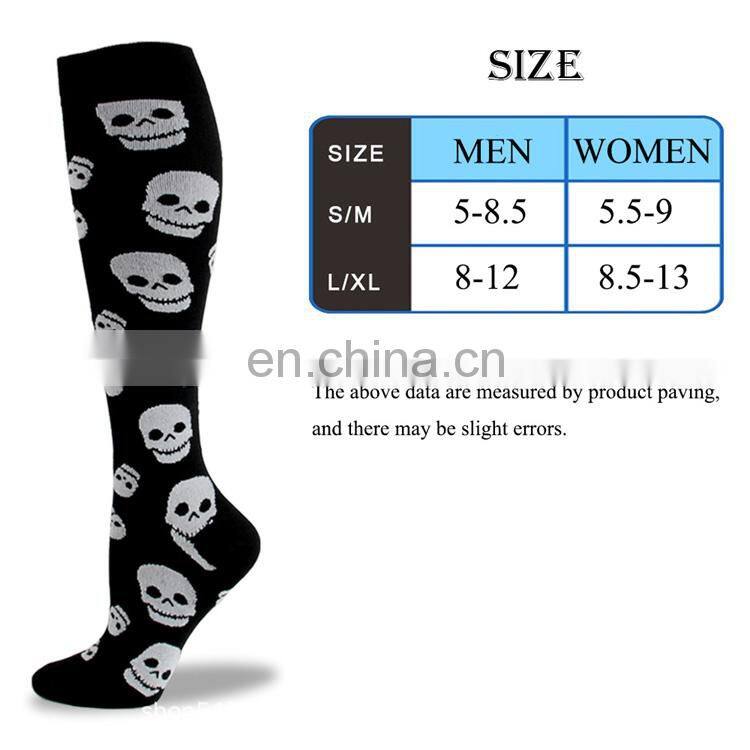 Novelty 20-30 mmhg Skeleton Bats Women Men Stocking Pumpkin Alien ET Mummy Pattern Jacquard Spooky Halloween Compression Socks