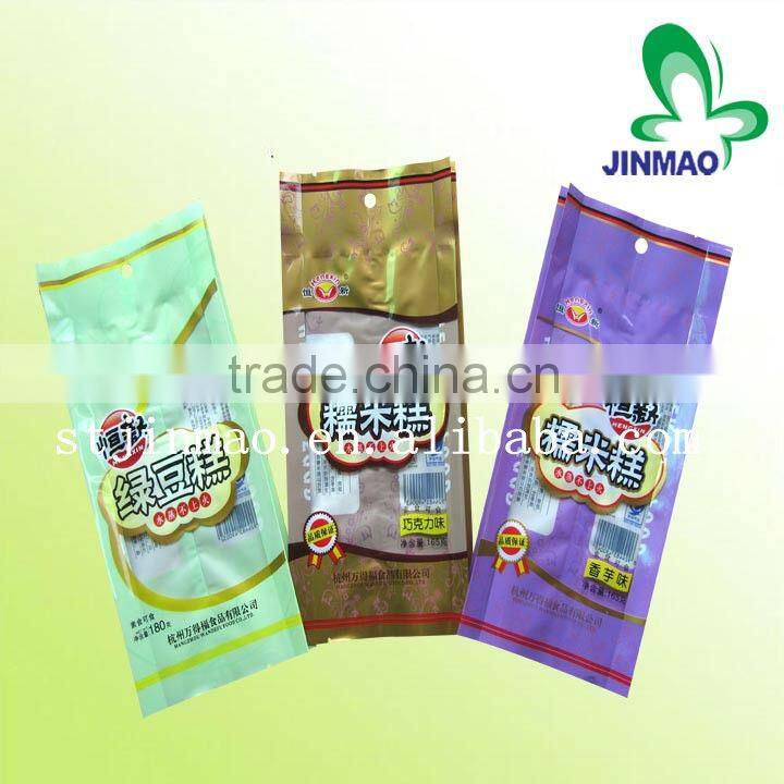 Quad sealed side gusset plastic foil bags for snack packaging