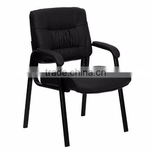 Black Leather Guest/Reception Chair with Black Frame Finish