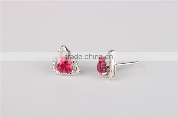 light weight triangle different color Zircon ebay silver earrings