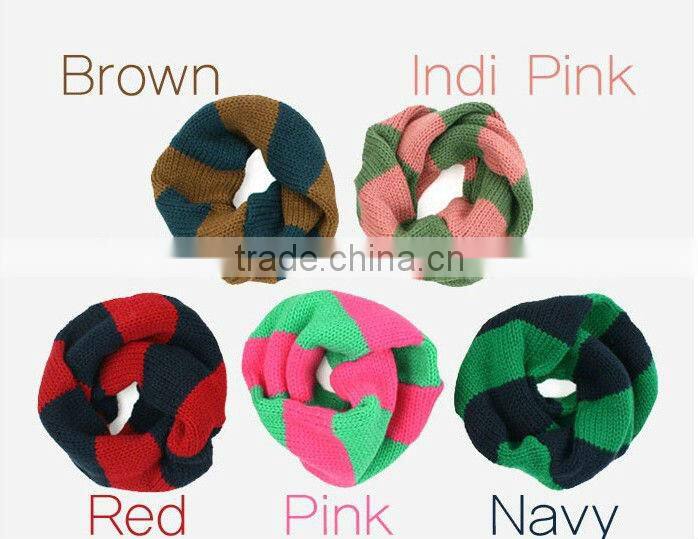 Winter Striped Circle Knitted Kids Scarf