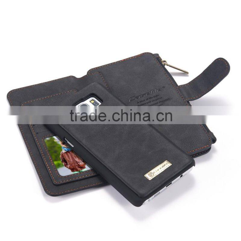 Caseme PU leather case with zipper wallet bag for Samsung NOTE5 multiple card slot stand flip case for NOTE5