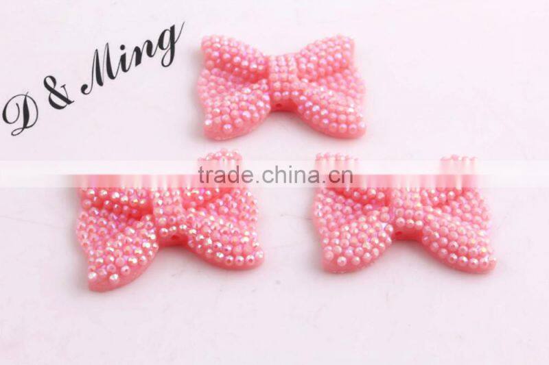 21x28MM Yellow AB Color Custom Color Accept Retail Sale High Quality Resin Rhinestone Bow Beads for Necklace Jewelry