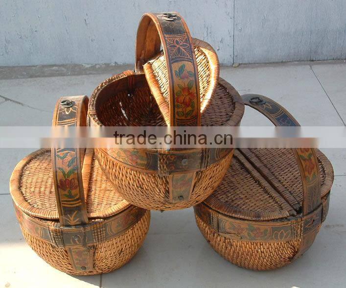 Chinese antique natural rattan basket
