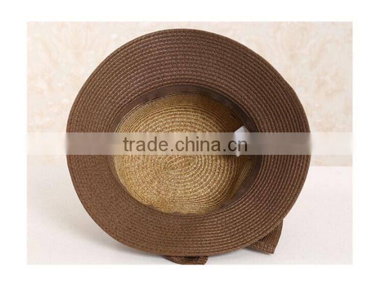 QXSH0010 Summer paper straw hat New design butterfly knot beach hat with ribbon