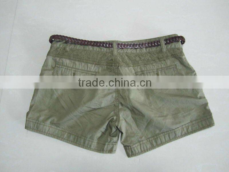 2012 ladies fashion cotton casual hot shorts with belts