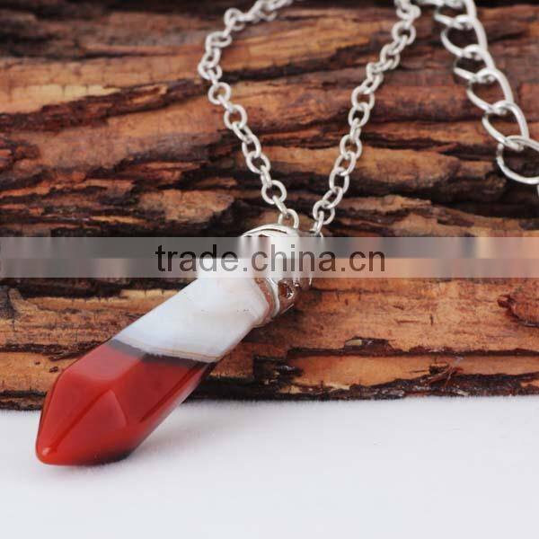 New Trendy Cool Bullet Shaped Natural Quartz Gemstone Necklace