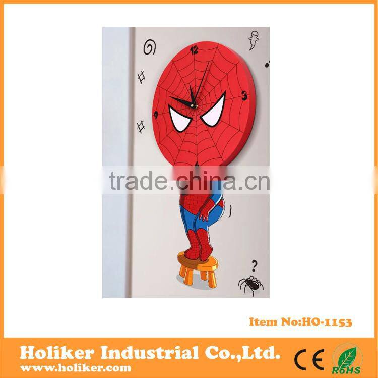 spider man shape wall sticker 3d clock for kids room decor