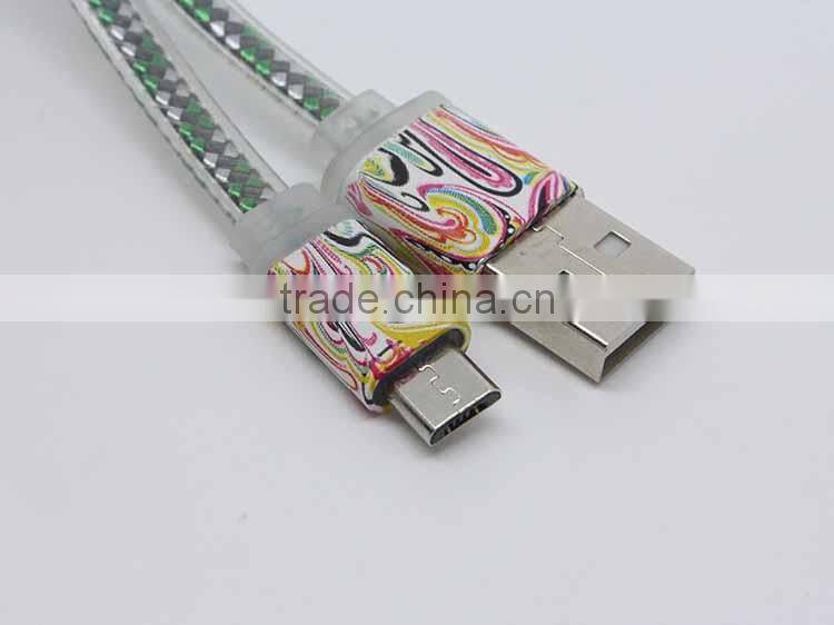 flat camouflage Micro USB charging data cable
