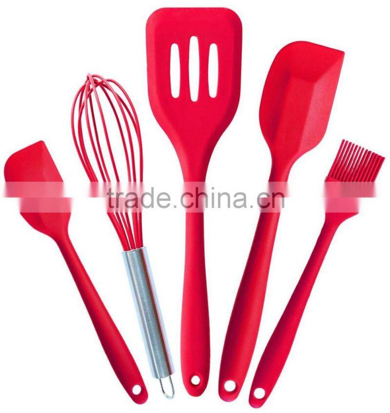 5pcs Silicone Baking Set Kitchen Accessories Cooking Tools Utensils Whisk Basting Brush Spatulas Turner