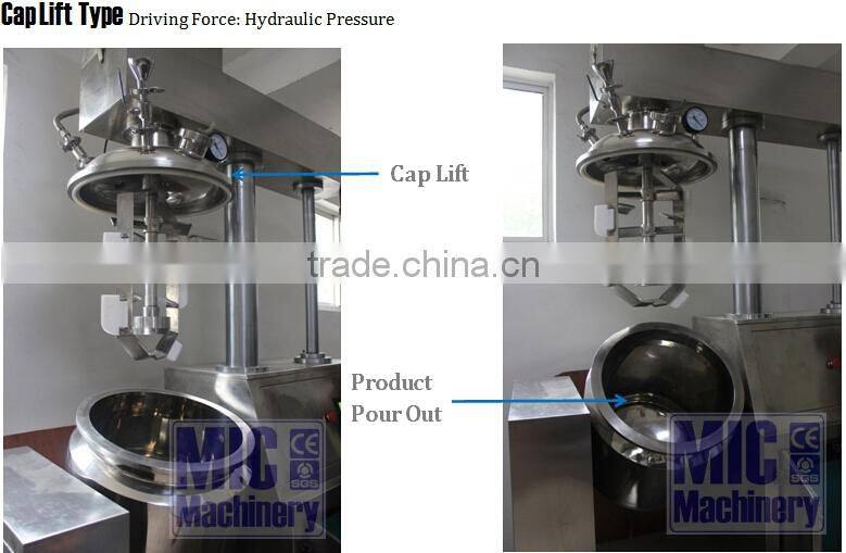 MIC-100L auto lifting vacuum stainless cosmetic emulsifying machine emulsifying mixer Europe standard