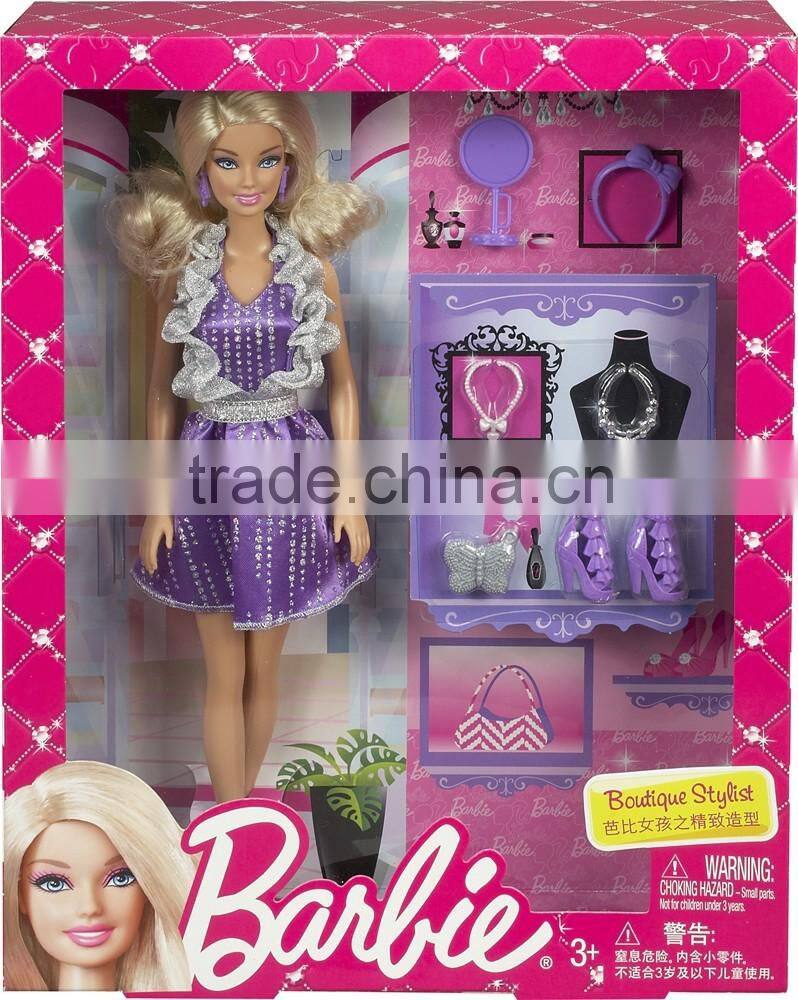 Christmas gift barbie doll packaging box hot sale