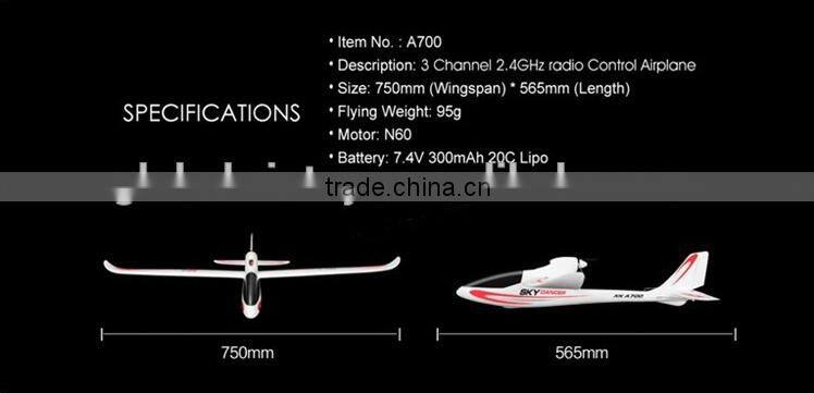 wltoys A700 2.4GHz 3CH Rc Airplane Cameras Aircraft Mold Rtf Toy with Remote Controller