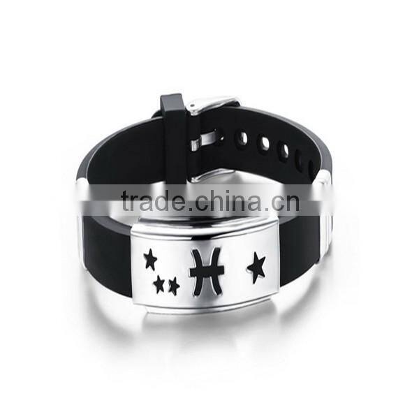 engrave metal plate silicone bracelet stainless steel