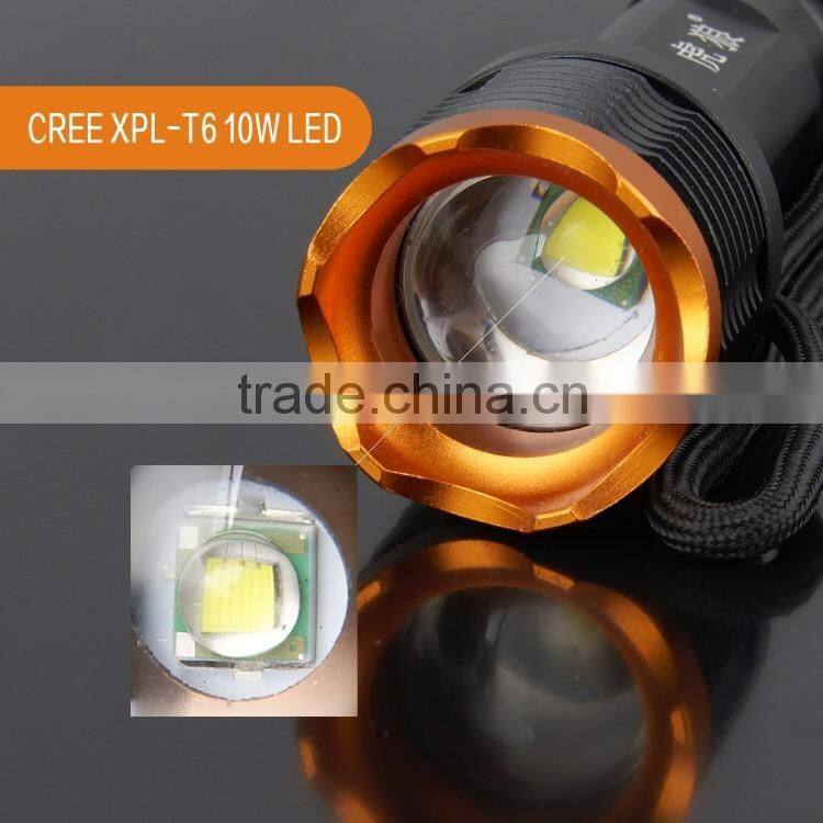 zoom function tactical flashlight aluminum LED torch light rechargeable flashlight