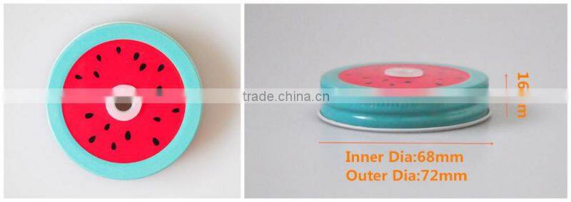 Watermelon shaped Custom mason canning jar lids with straw