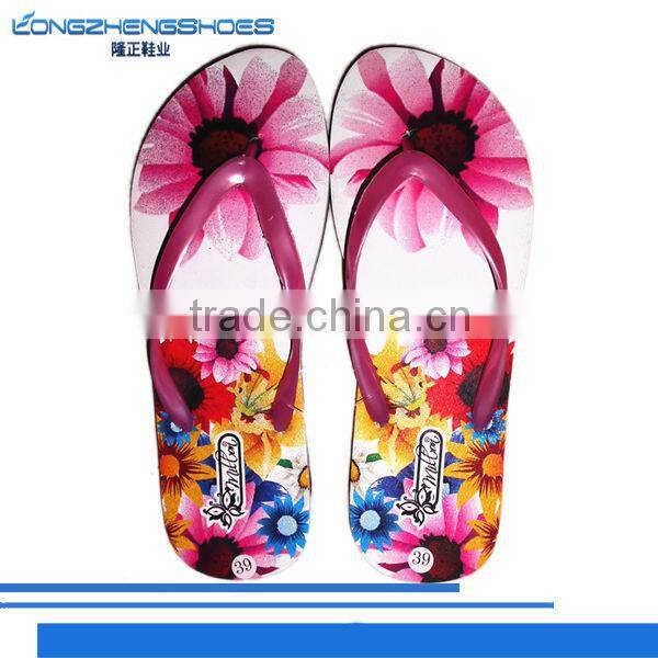 Fashional thermal transfer printing eva flip flop slippers