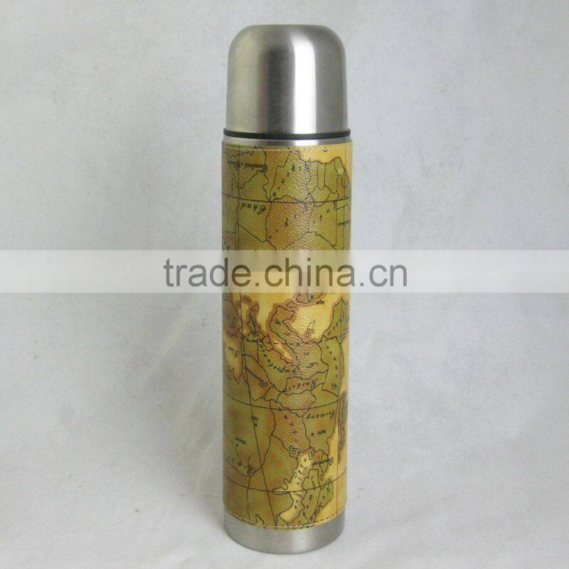 16oz travel mug with leather cover outer no handle