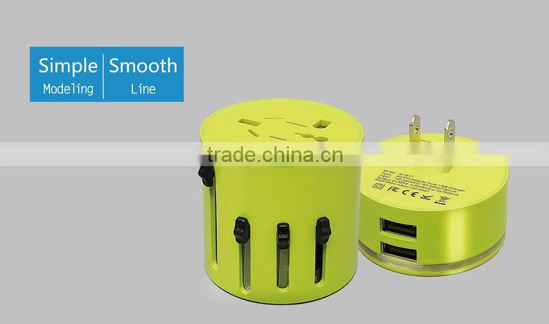 Newest design GENJOY portable universal euro travel adapter with usb