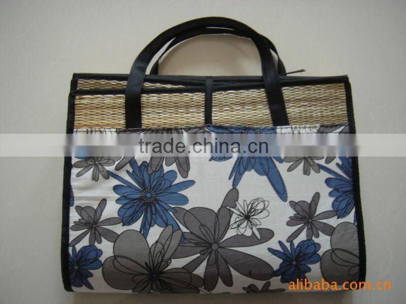 Straw Beach mat,Easy Carry Straw Mat,Silkcreen Printing 2 folds beach mat-TC112