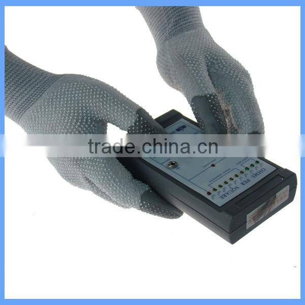 China Working Gloves / Antistatic PU Fingertips Coated Palm & Back PVC Dotted ESD Gloves