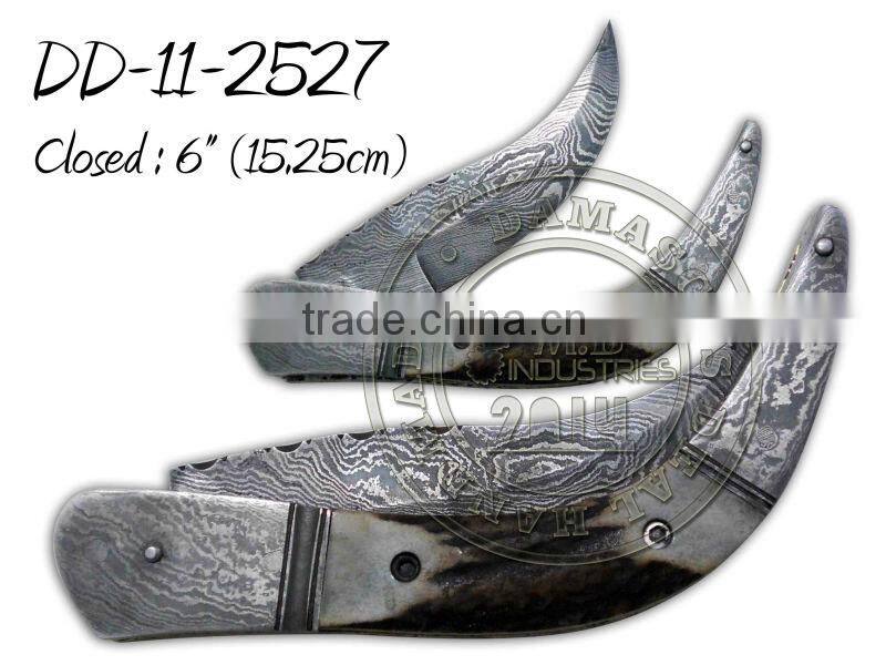 Damascus Steel Folding Knife DD-11-2524B