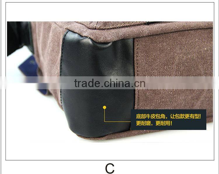 2015 Men's Vintage Canvas Leather School Military Shoulder Bag Messenger Travel Bag