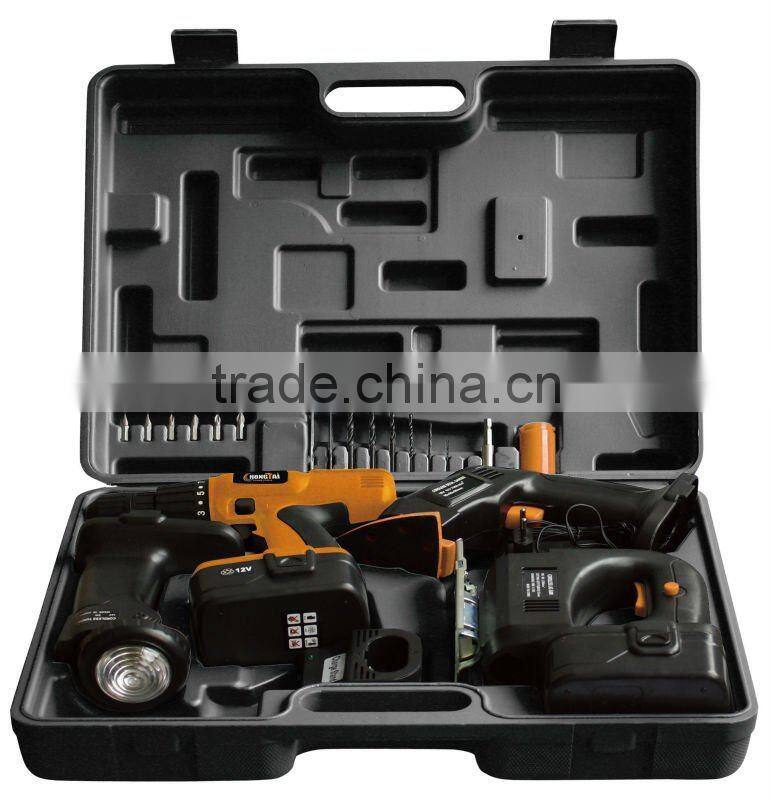 4 IN 1 Cordless tool set including drill, light, sander, jig saw